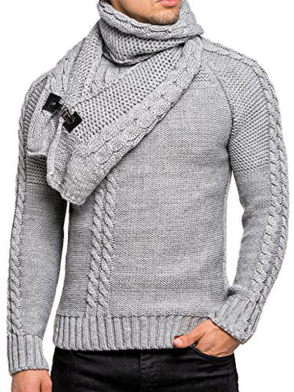 Scarf Pullover Knitted Sweater
