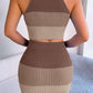 Color Block Sleeveless Crop Knit Top and Skirt Set - NawdeX