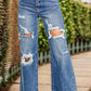 Distressed High Waist Bootcut Jeans
