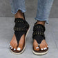 Studded Raw Hem Flat Sandals - NawdeX