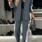 Full Size Contrast Lapel Collar Top and Pants Set - NawdeX