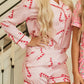 Candy Cane Collared Neck Long Sleeve Top and Shorts Lounge Set - NawdeX