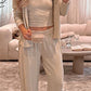 V-Neck Tank, Open Front Cardigan and Pants Lounge Set - NawdeX
