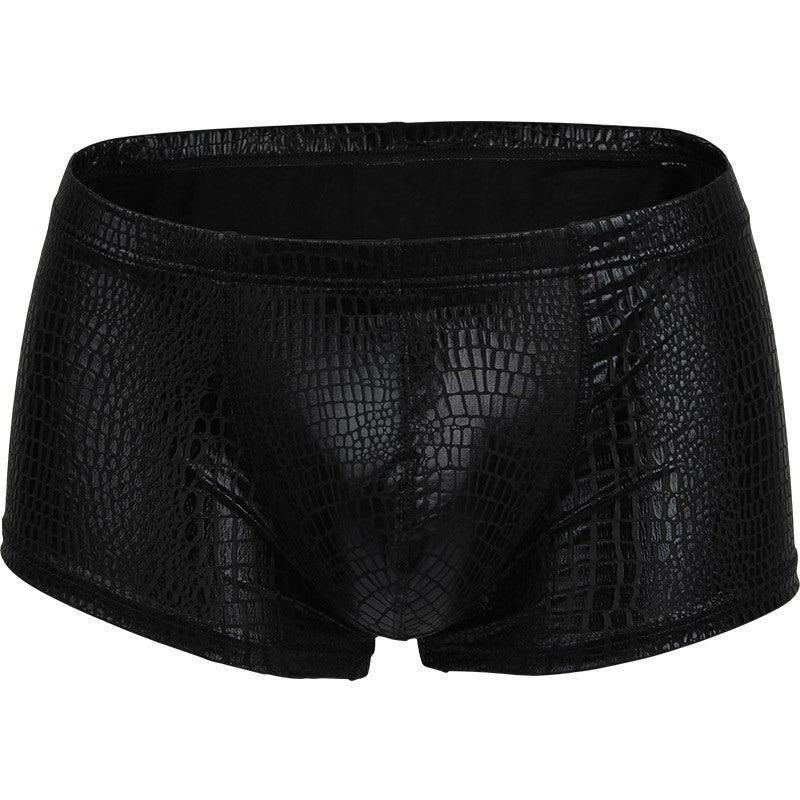 Snake Skin Leather Men Briefs