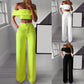 Strapless Wide Leg Pants Set