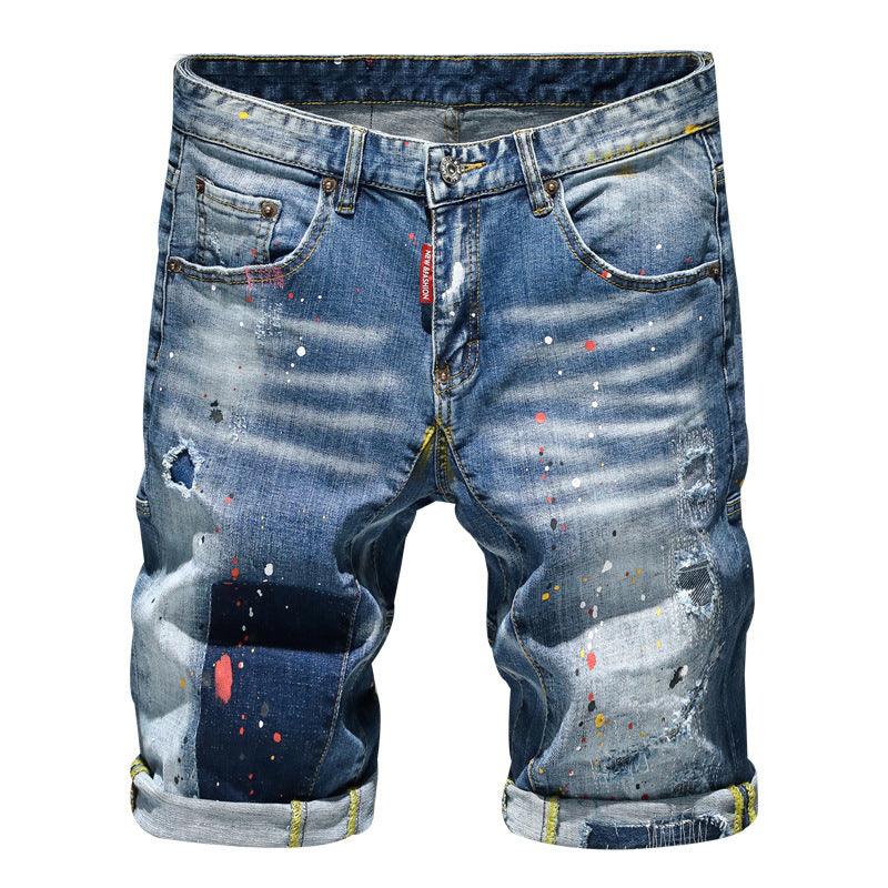 Mens Splash Denim Shorts