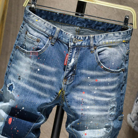 Mens Splash Denim Shorts