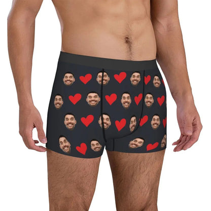 Personalized Face Photo Underwear Custom Heart Boxer Briefs