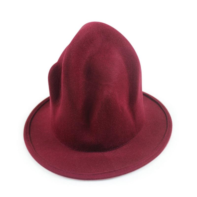 British Style Autumn And Winter Wool Pointed Magic Volcanic Rock Hat