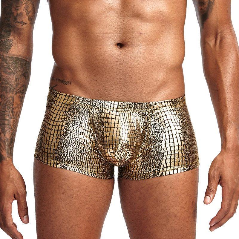 Snake Skin Leather Men Briefs