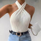 Fashionable Personalized Halter Knitted Short Top For Women - NawdeX