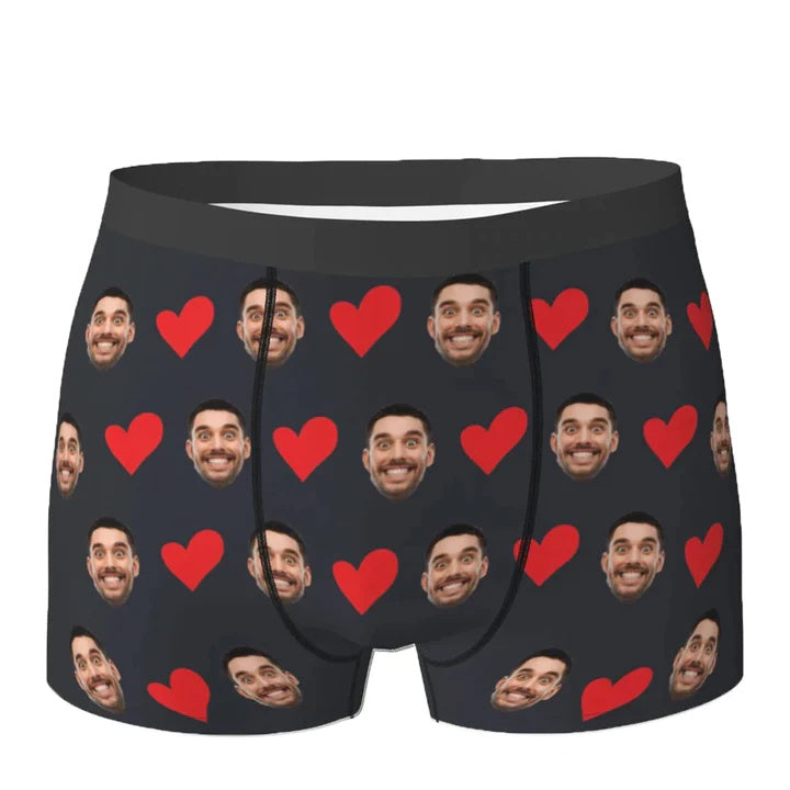 Personalized Face Photo Underwear Custom Heart Boxer Briefs