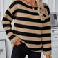 Striped Dropped Shoulder Long Sleeve Sweater - NawdeX