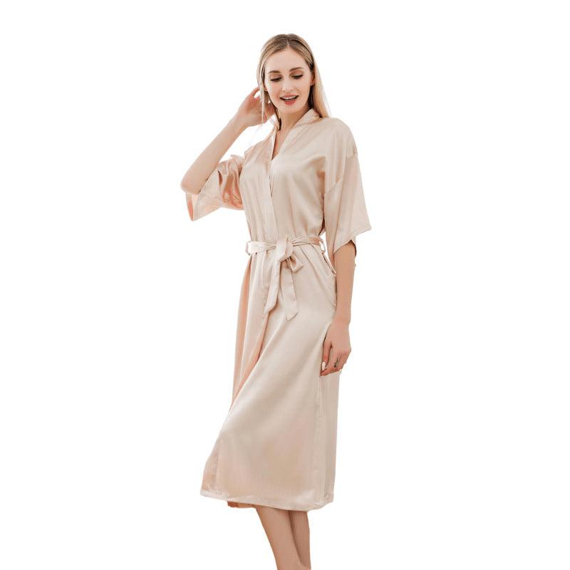 Satin Kimono Robes For Women Bride Long Robe Sleepwear