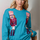 Double Take Full Size Nutcracker Sequin Long Sleeve Sweater - NawdeX