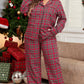 Plus Size Plaid Collared Neck Top and Pants Lounge Set - NawdeX