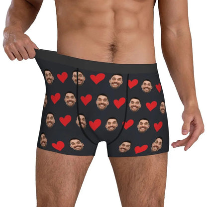 Personalized Face Photo Underwear Custom Heart Boxer Briefs