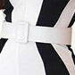 Black And White Contrast Color Slim Fit Jumpsuit (Belt Not Included) - NawdeX