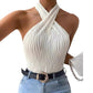 Fashionable Personalized Halter Knitted Short Top For Women - NawdeX