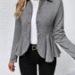 Ruffle Hem Collared Blazer - NawdeX