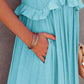 Ruffled Sleeveless Maxi Dress with Pockets - NawdeX