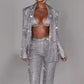 3pcs Shiny Blazer Trousers Set - NawdeX