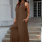 Double Take Full Size Tie Back Cutout Sleeveless Jumpsuit - NawdeX