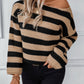 Striped Dropped Shoulder Long Sleeve Sweater - NawdeX