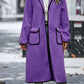 Full Size Contrast Trim Long Sleeve Coat with Pockets - NawdeX