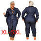 Autumn  PlusSize Women Denim Jumpsuit - NawdeX