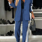 Full Size Contrast Lapel Collar Top and Pants Set - NawdeX