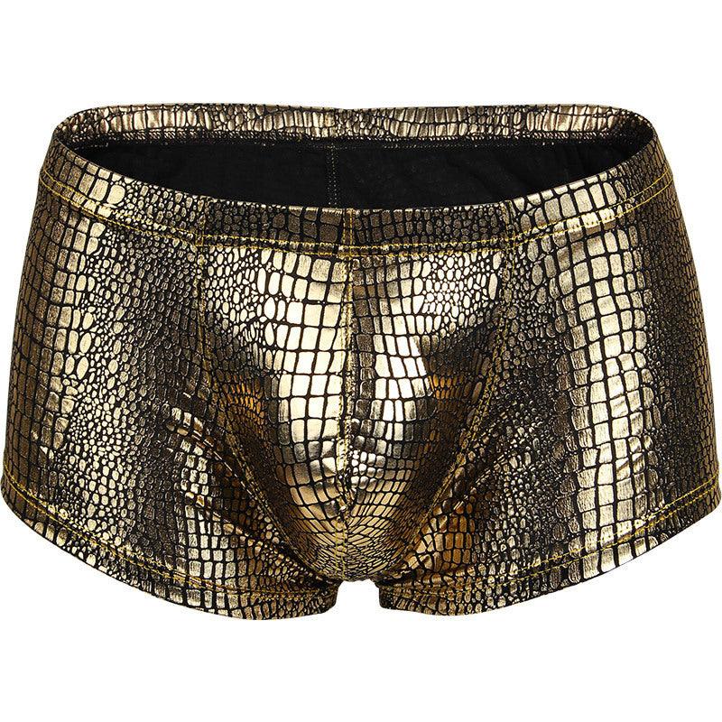 Snake Skin Leather Men Briefs