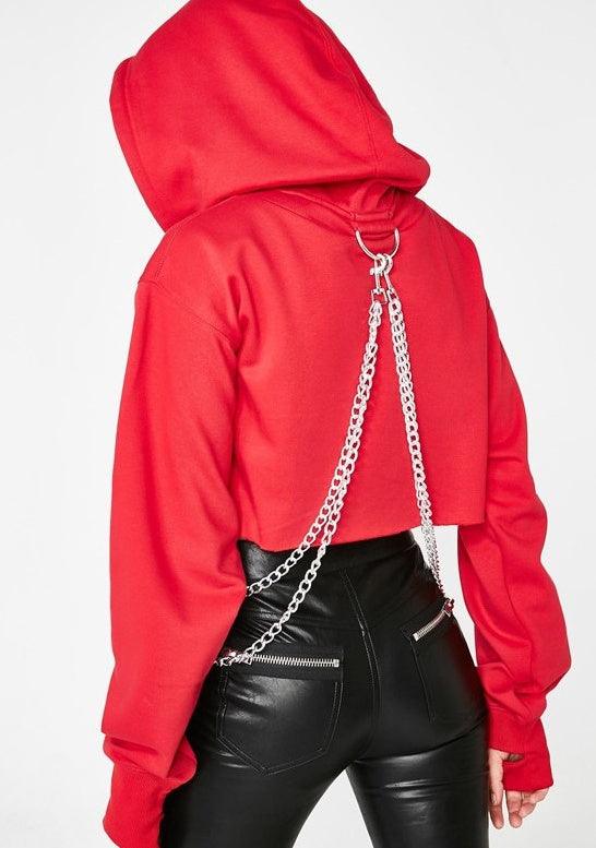 Hooded sexy navel long sleeve sweater