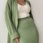 Pocketed Long Sleeve Cardigan and Skirt Sweater Set - NawdeX