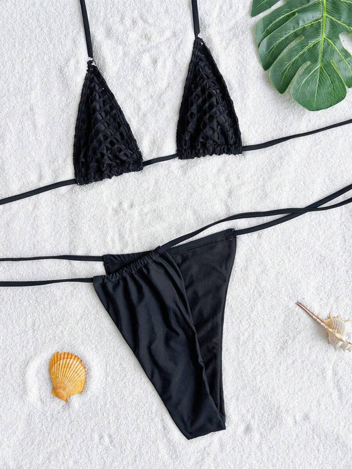 Cutout Halter Neck Three-Piece Swim Set