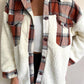 Fuzzy Button Up Long Sleeve Jacket - NawdeX