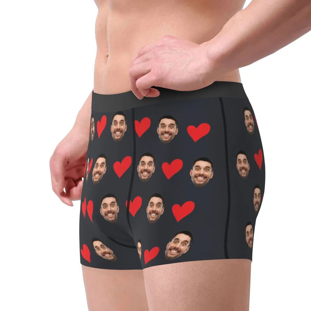 Personalized Face Photo Underwear Custom Heart Boxer Briefs