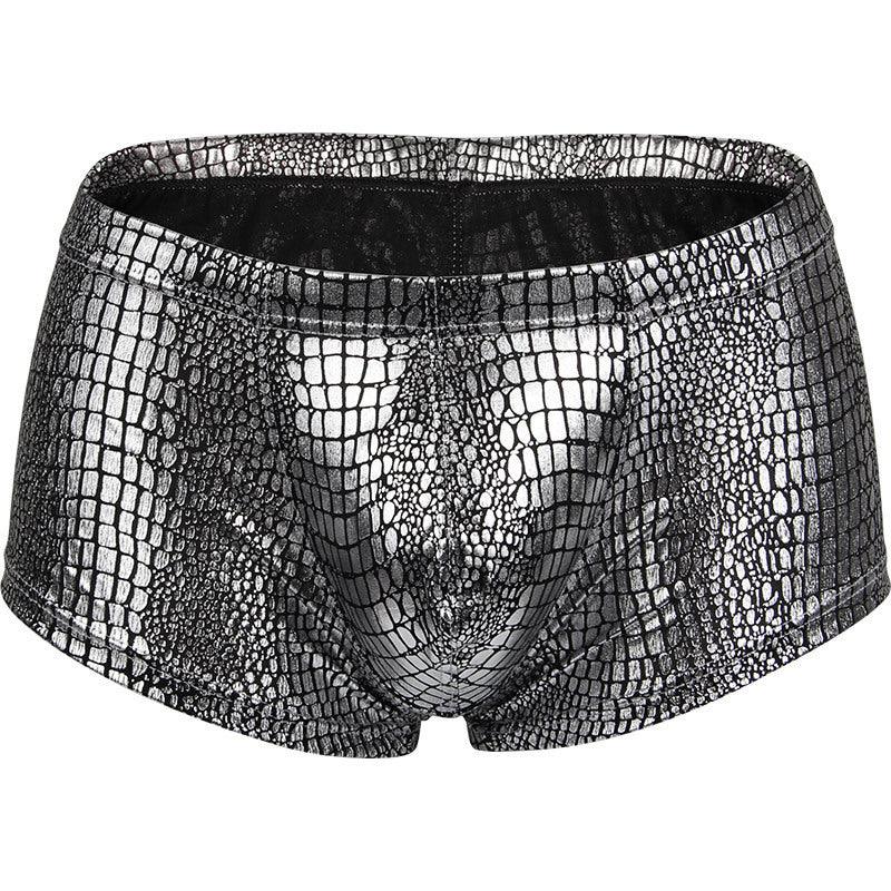 Snake Skin Leather Men Briefs