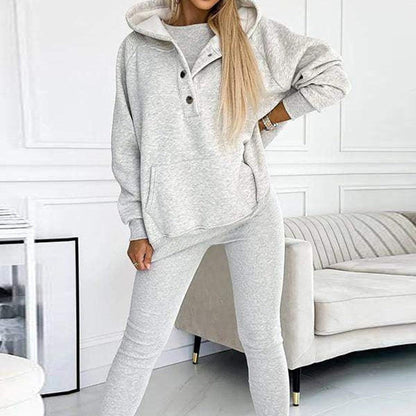 3pcs Women's Sports Loose Hooded  Sweatshirt ,Vest And Slim Trousers