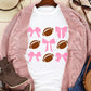 Football & Bow Round Neck Short Sleeve T-Shirt - NawdeX