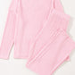 Ribbed V-Neck Top and Pants Lounge Set - NawdeX