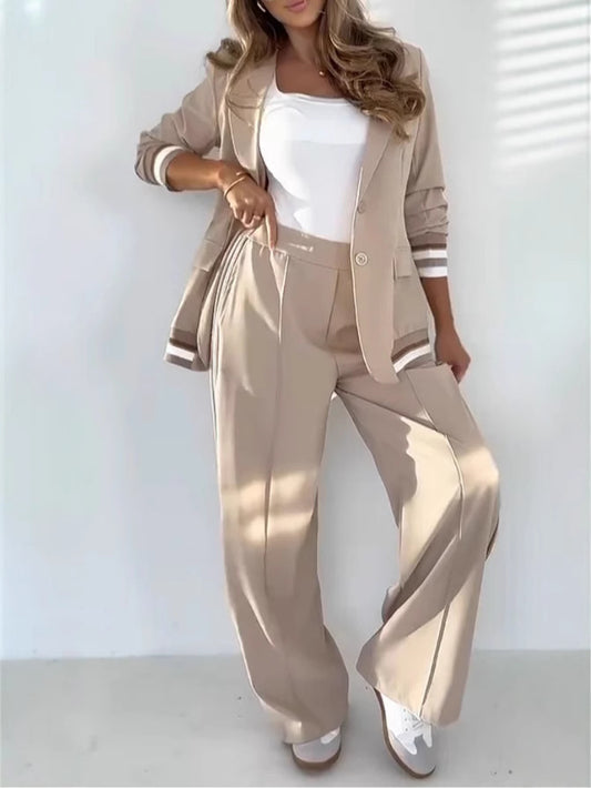 Chic Lounge Blazer & Wide-Leg Trouser Set