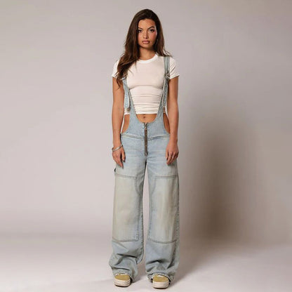 Loose Suspender Jean Jumpsuit