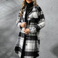 Plaid Collared Neck Long Sleeve Coat - NawdeX