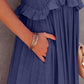 Ruffled Sleeveless Maxi Dress with Pockets - NawdeX