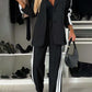 Full Size Contrast Lapel Collar Top and Pants Set - NawdeX
