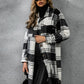 Plaid Collared Neck Long Sleeve Coat - NawdeX
