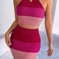 Color Block Sleeveless Crop Knit Top and Skirt Set - NawdeX