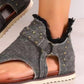 Studded Raw Hem Flat Sandals - NawdeX
