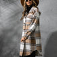 Plaid Collared Neck Long Sleeve Coat - NawdeX